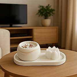 3’lü mum seti banyo yatak odası seti dekorasyon gold süslemeli