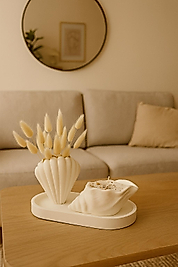 İstiridye 3’ lü mum seti “ Deniz esintisi” dekorasyon