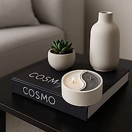 Yin Yang Dekoratif Mum %100 Doğal Kokulu Mum Çift Fitilli ve Renkli