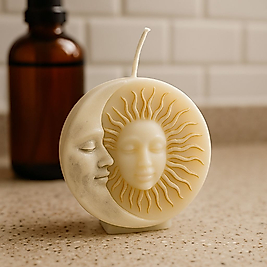 Güneş Ay Temalı Dekoratif Mum Işıltılı Mum