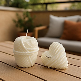 2li Yumak - Örgü Desen Mum Dekoratif Obje